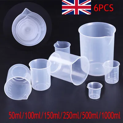 6Set Measuring Cup Plastic Jug Beaker Kitchen Tool For Laboratories Parts UK • £5.69