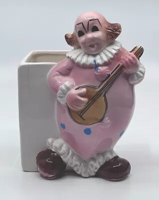 Vintage Haunted Clown Hobo Musician 1950s Ceramic Happy Planter  #6202 Japan MCM • $12