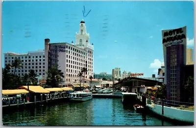 POSTCARD End Of Lake Pancoast Roney Plaza And Motel Ankara Miami Beach Florida • $3.49