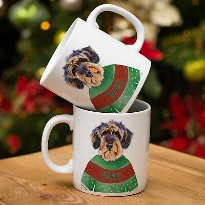 Personalised Dachshund Mug Christmas Dog Jumper Xmas Cup Pet Decor Gift DJM49 • £12.95