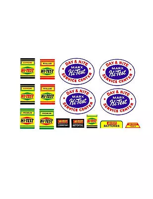 Marx Hi-test Gas / Service Station Decal Set Type 2 • $12.50