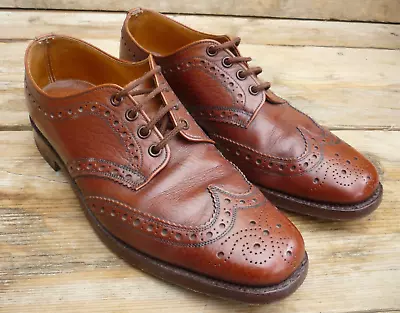 Vtg Joseph Cheaney Brown Leather Derby Brogue Shoes Made In England UK9 EE EU43 • £58