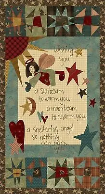 Irish Blessing Sheltering Angel Primitive Cotton Fabric Henry Glass 24  Panel • $9.25