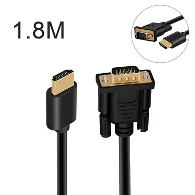 £4.73 • Buy Hdmi To Vga 1.8m HD Adapter Cable Cord Audio Video HDMI Male To VGA Male Ca_S0
