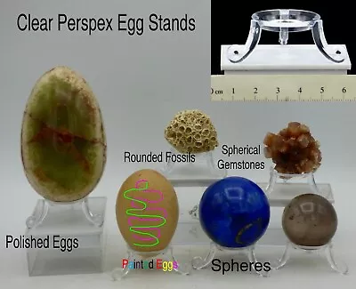 Clear Perspex Egg Display Stand Spheres Collectables Crystals Art  Painted Eggs • £5.95