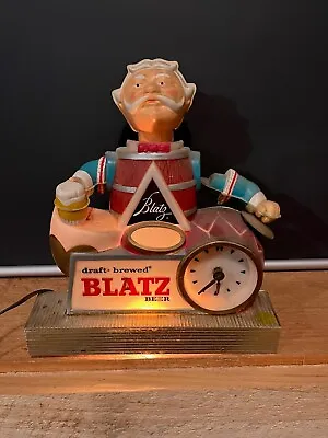 Blatz Beer Drummer Clock Sign Bar Display Vintage Light Up Barrel Keg Man C1960 • $345