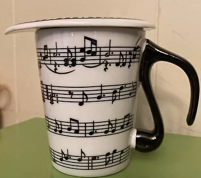 HLJgift Creative Ceramic Musician Coffee Mug Tea Cup With Lid Staves Music Notes • $12.80