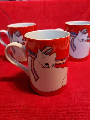 Vintage Fritz And Floyd   Le Puss   Cat Coffee Mugs Set Of 3 • $23.50