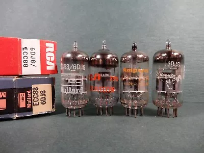 Mixed Makes 6DJ8 Vacuum Tubes (4) Mullard RCA Amperex Tested Strong As Shown • $50
