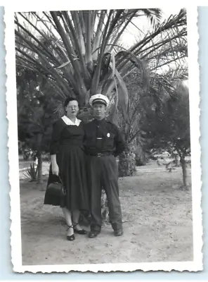 Vintage Photo 1930s Military Officer In Uniform Posed W/ Wife 3.5x2.5 B & W • $7.93