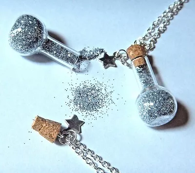 $9.99 • Buy EMERGENCY GLITTER RESERVE Pixie Dust Fairy Sparkle Glam Bottle Jar Necklace M1