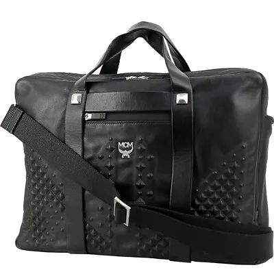  Pre-owned MCM Business Bag Leather Black Embossed MCM Briefcase Handbag Men's  • $581.23