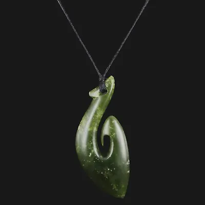 Green Flower Jade Jewelry Hei Matau Fishhook Pendant Maori Symbol Of Strength • $199