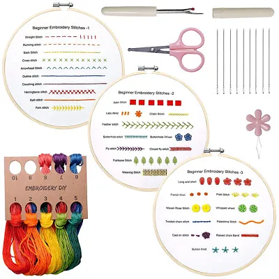 £7.39 • Buy Embroidery Cross Stitch Kit Set For Beginners-Handmade Embroidery DIY Craft UK