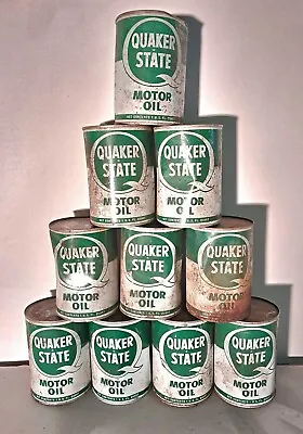 Lot Of 10 Vintage Motor Oil Cans Quaker State SAE30 • $119.95
