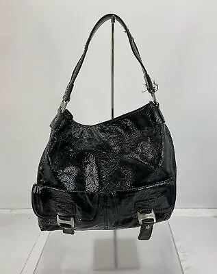 MICHAEL Michael Kors Black Crinkle Patent Leather Shoulder Bag • $14.99