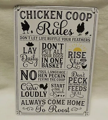 Metal Sign Chicken Coop RULES Sign Chick Funny Chicken Cute • $11