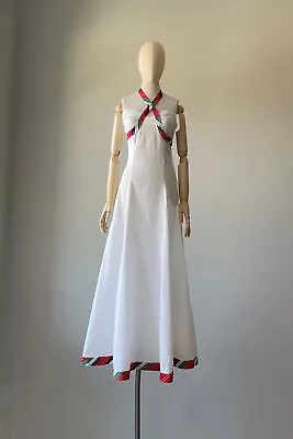 Vintage 30s 1930s White Twisted Halter Party Gown  Bolero Jacket XS/S Small • $257