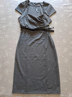 £10 • Buy Ladies Grey Jane Norman Wrap Bust Pencil Dress With Belt Size 14 BNWT