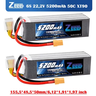 2x Zeee 22.2V 6S LiPo Battery 5200mAh XT90 50C For RC Car Helicopter Tank Buggy • £137.99