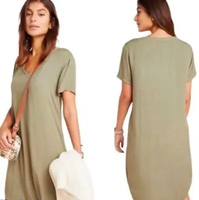 Cloth & Stone Womens Crispin T Shirt Dress In Soft Army Green High Low  M New • $11.98