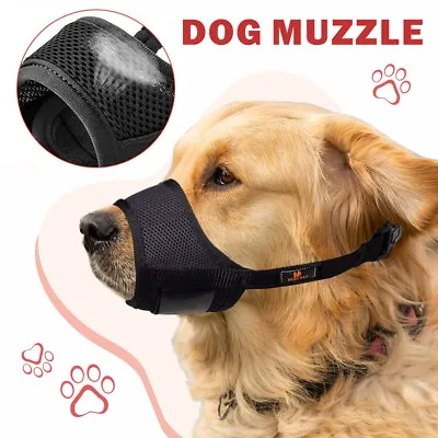 Dog Muzzle Safety Breathable Mesh And Durable Nylon Dog Muzzle With Adjustable • £2.99