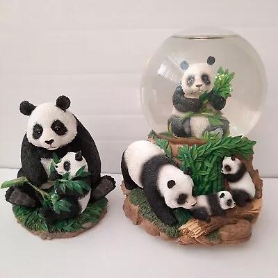 Vtg Westland Snow Globe Panda Music Box & Westland Panda Mom & Baby Figurine  • $16