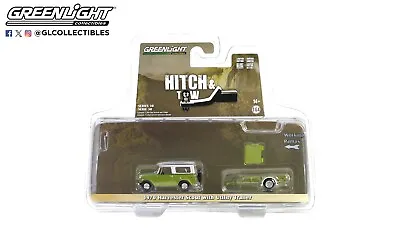 Greenlight Hitch & Tow 1970 Harvester Scout With Utility Trailer Lime Green 1/64 • $12.99
