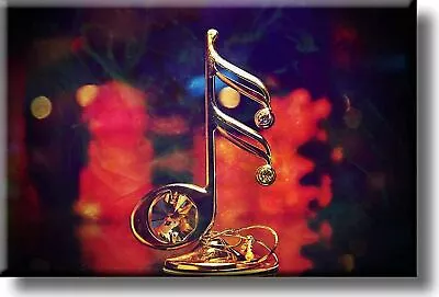 Big Music Note Gold Music Note Picture On Stretched Canvas Wall Art Decor Rea • $27.98