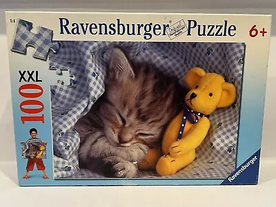 Ravensburger DREAMY KITTEN 100 XXL Piece Puzzle RARE Teddy Bear COMPLETE 2003 • $22.95