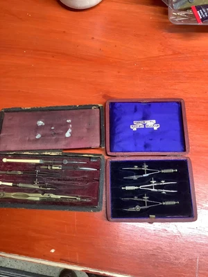 £12.99 • Buy Vintage Sets Of Draughtsman Architects Precision Compass Drawing Sets X2