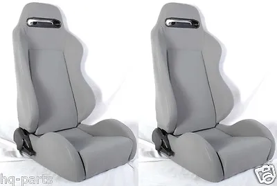 New 1 Pair Gray Cloth Racing Seats + Sliders All Ford *** • $286.43