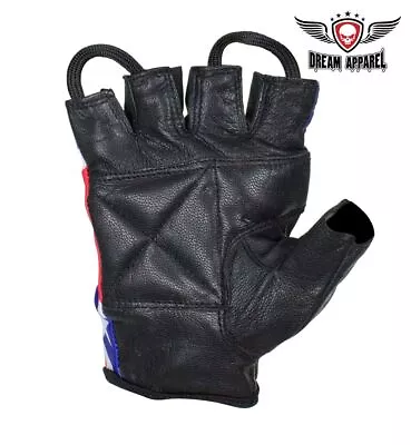 Black Fingerless Leather Motorcycle Biker Riding Leather Palm Gloves • $21.83