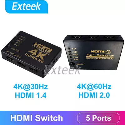 5 Ports HDMI Splitter Switch Switcher Hub Box HDTV Ultra HD 4K 60Hz With Remote • $9.36