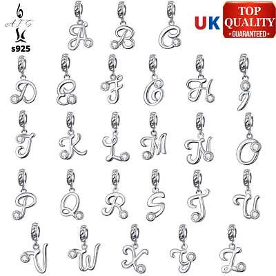 Genuine S925 Pendant Charm Bead Alphabet Birthday Names Letter A - Z  AFG - UK • £17.99