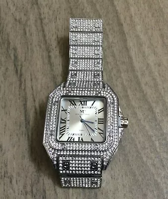 Montres Carlo Men's Iced Lab Diamond Luxury Watch & Band Roman Numerals Hip Hop! • $43.20