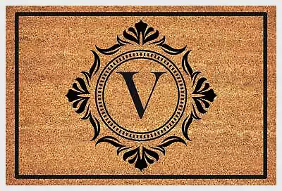 Monogram Letter V Doormat - Monogram Letter V Welcome Mat - Coir - 3 Sizes • $38