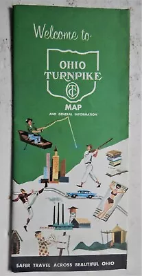 Ohio Turnpike  Road Map Vintage 1961 Toll Schedule Brochure Points Of Interest • $9.99