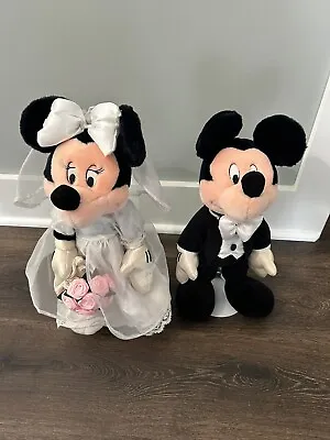 Vintage Disney Store Mickey And Minnie Wedding Set Bride Groom Plush Stuffed • $25