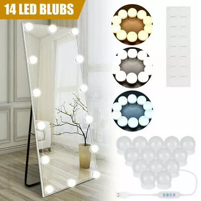10W 14 Bulbs Hollywood Style LED Makeup Vanity Mirror Lights Kit With Dimmable • £12.99