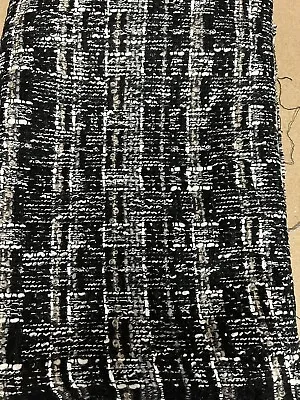 1 Metre Black Wool & Mohair Tweed Fabric Remnant. Made In Italy • £2.78