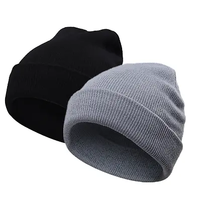 1 Pair Winter Knitted Fishermen Beanie Hats Short Cuffed Roll Warm Cap • $7.69