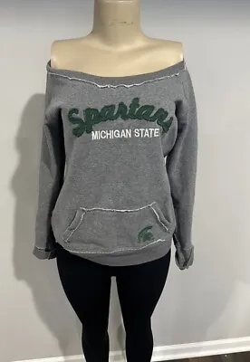 Michigan State Spartans Sweatshirt Size Medium Women MSU  Gray Off The Shoulder • $10.99