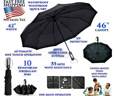 Best Umbrella Collapsible Windproof Foldable Heavy Duty Folding Large Portable • $19.99