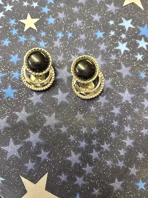  Sarah Coventry Excellent Condition 1959  Clip Earrings Black Silver Tone • $6