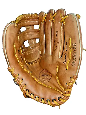 1960s Montgomery Ward Pro Softball Glove RHT Leather 12”oversized Mitt 6021160 • $31.99