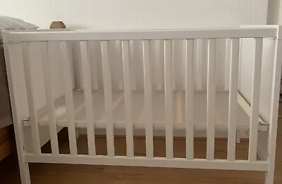 White Coloured Cot With Mattress • £40