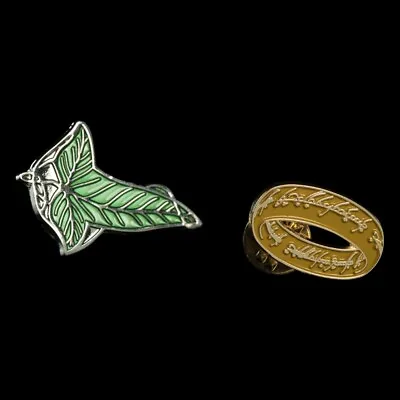 WETA LOTR Lord Of The Rings Elven Leaf And One Ring Pin Set Cosplay NEW SEALED • $16.95