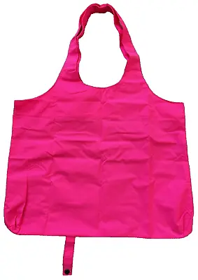 Eco-Friendly Fold-Up Reusable Nylon Grocery Shopping Tote Bags - Neon Pink • $2.48