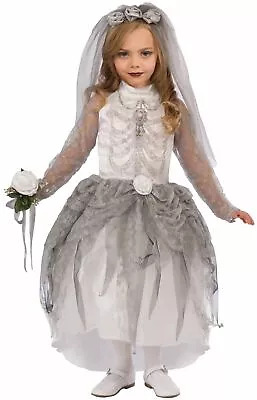 Forum X75184 Skeleton Bride Child Costume White/Grey Small Medium 5-7 Years • £20.33